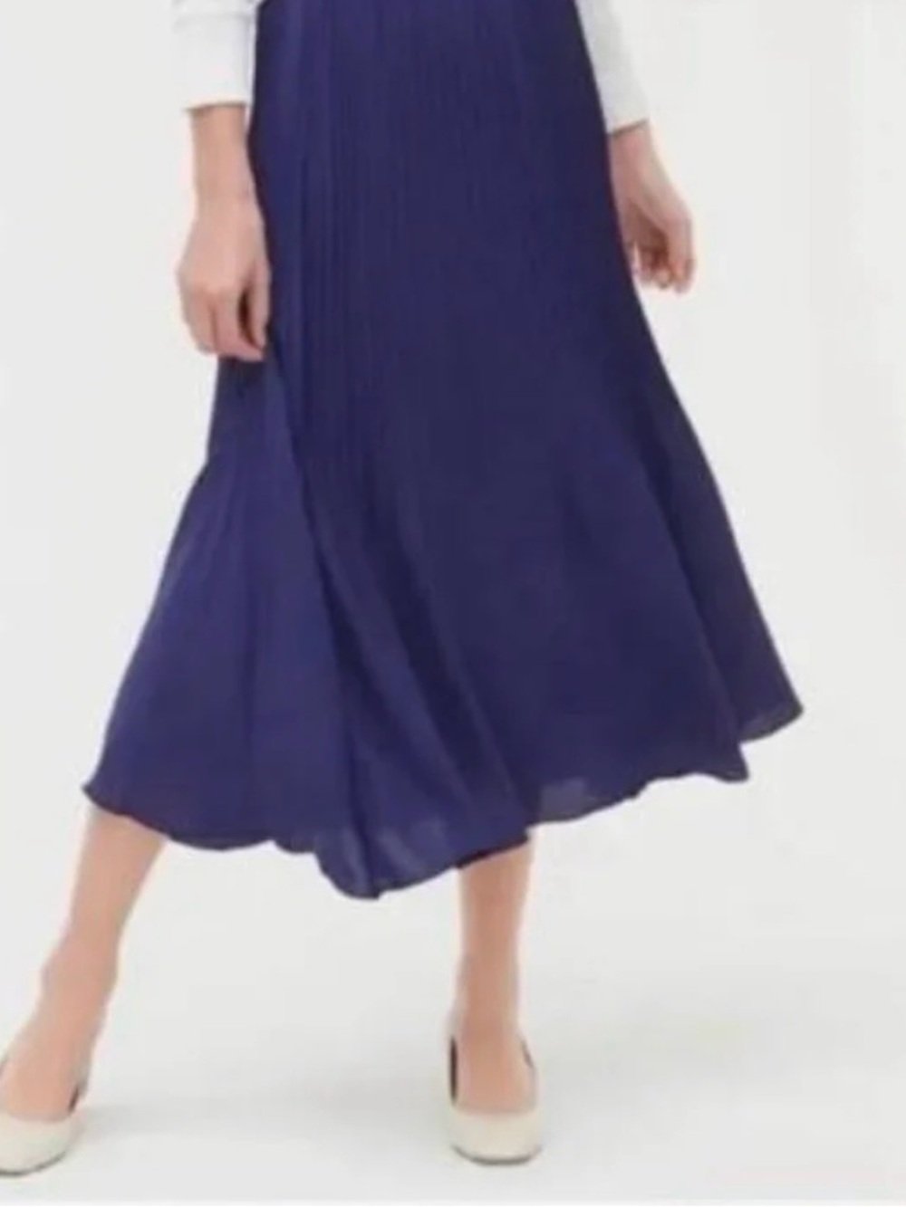 J. Crew Navy Pleated Midi Skirt